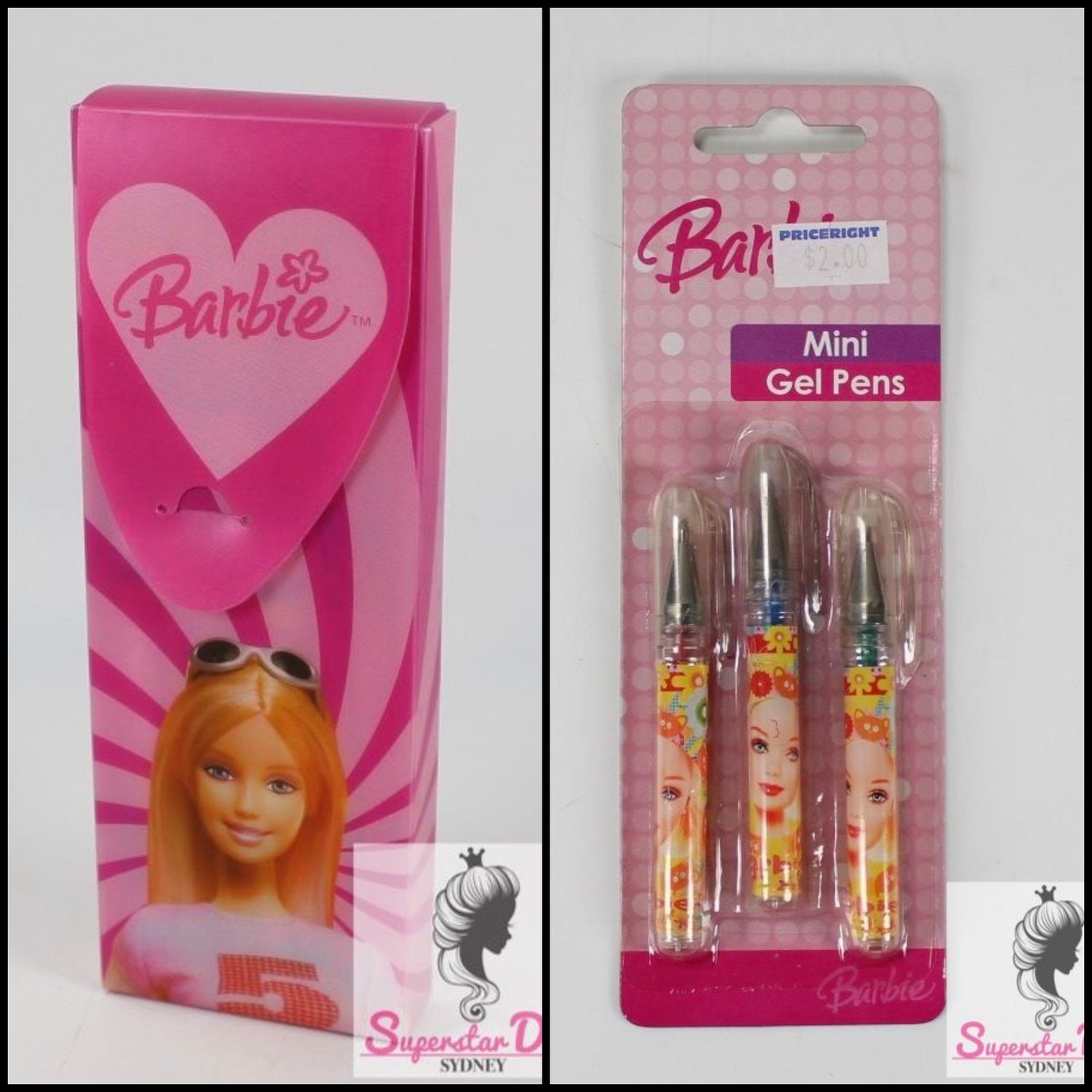 2000&#39;s Era Licensed Barbie Doll Colour Pencil &amp; Gel Pen Sets