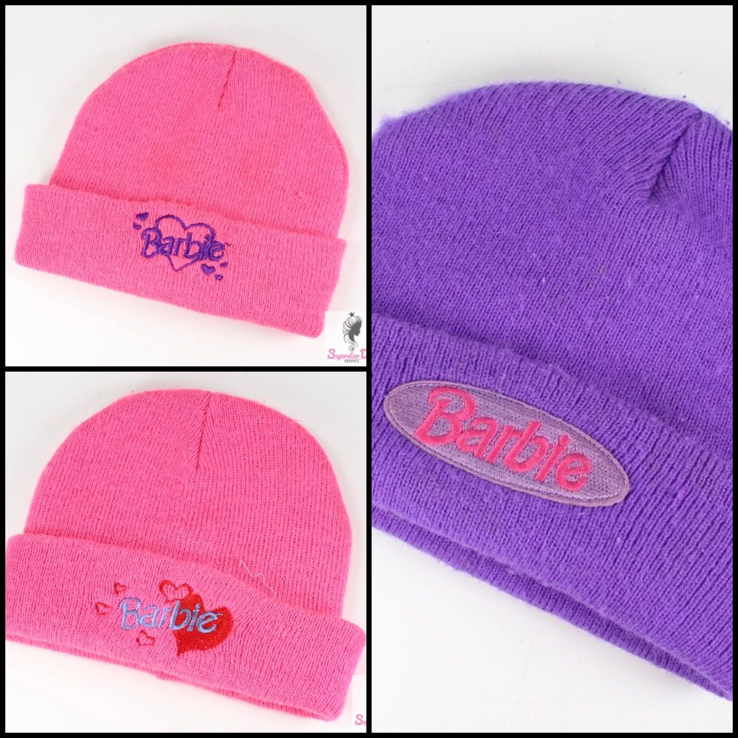 3 x 90&#39;s Era Licensed Barbie Adult Sized Beanies