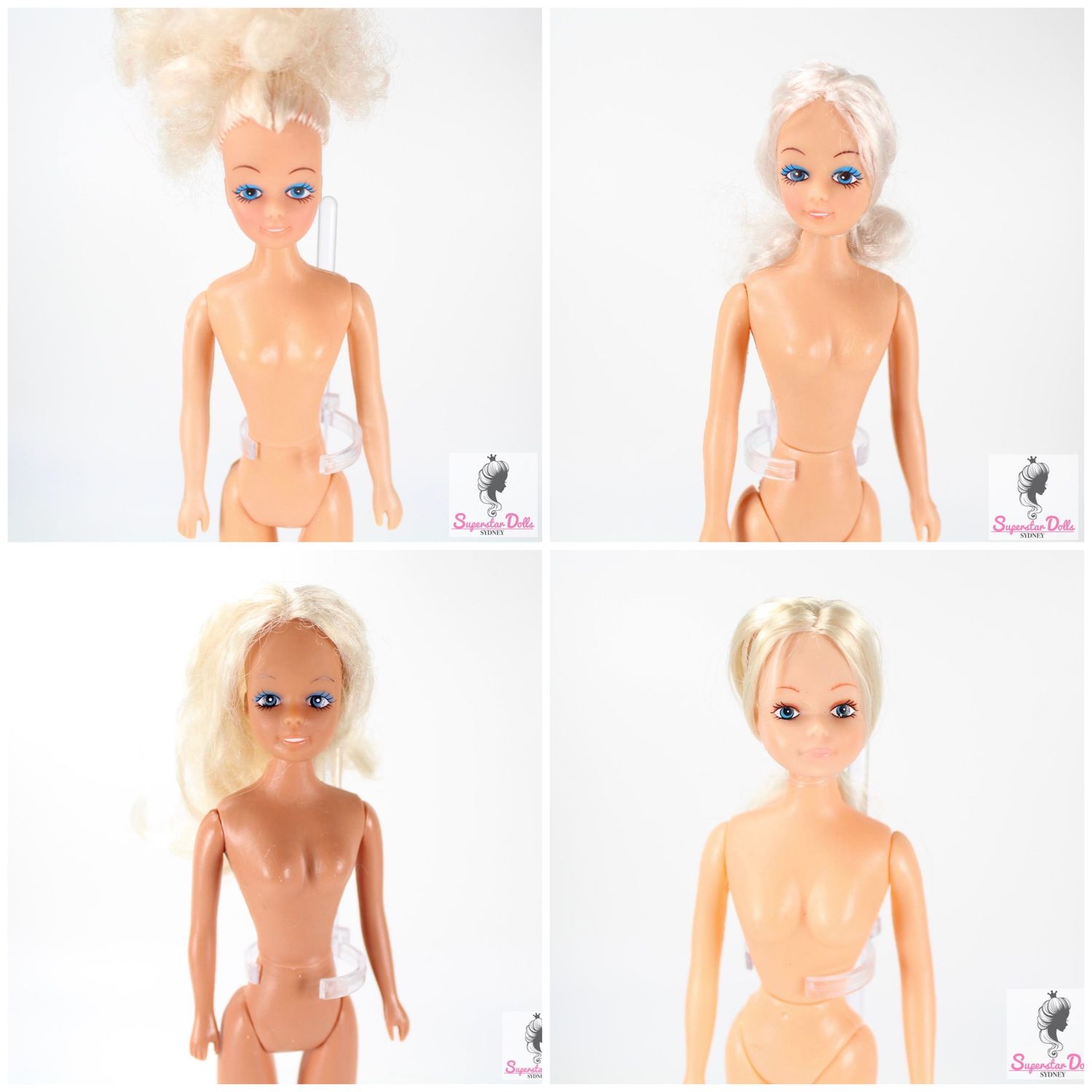 4 X Vintage 80&#39;s Era Totsy &quot;Ms Flair&quot; NUDE Clone Dolls LOT