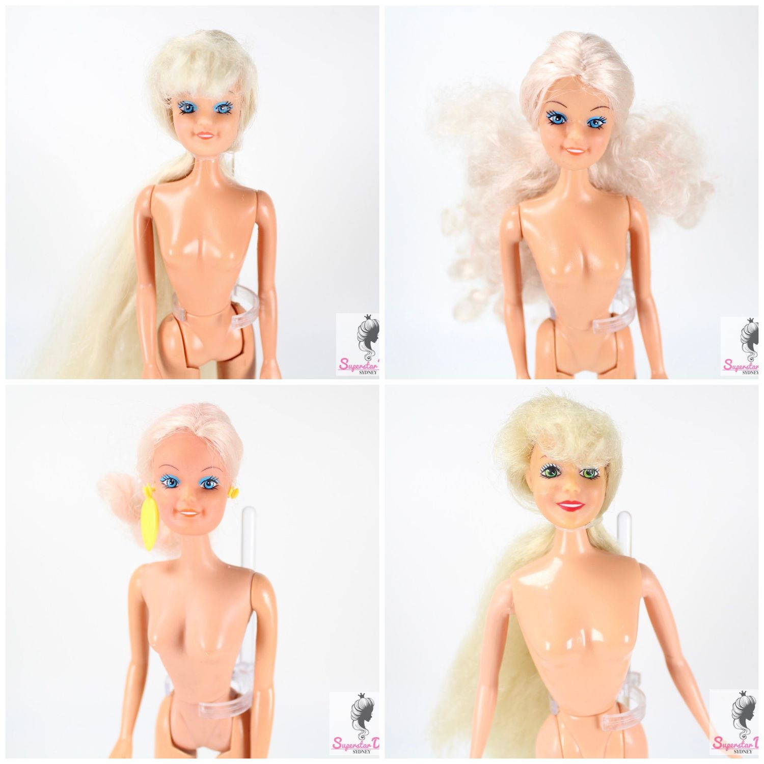 4 X Vintage 80&#39;s/90&#39;s Era Totsy NUDE Clone Dolls with Bendable Legs LOT