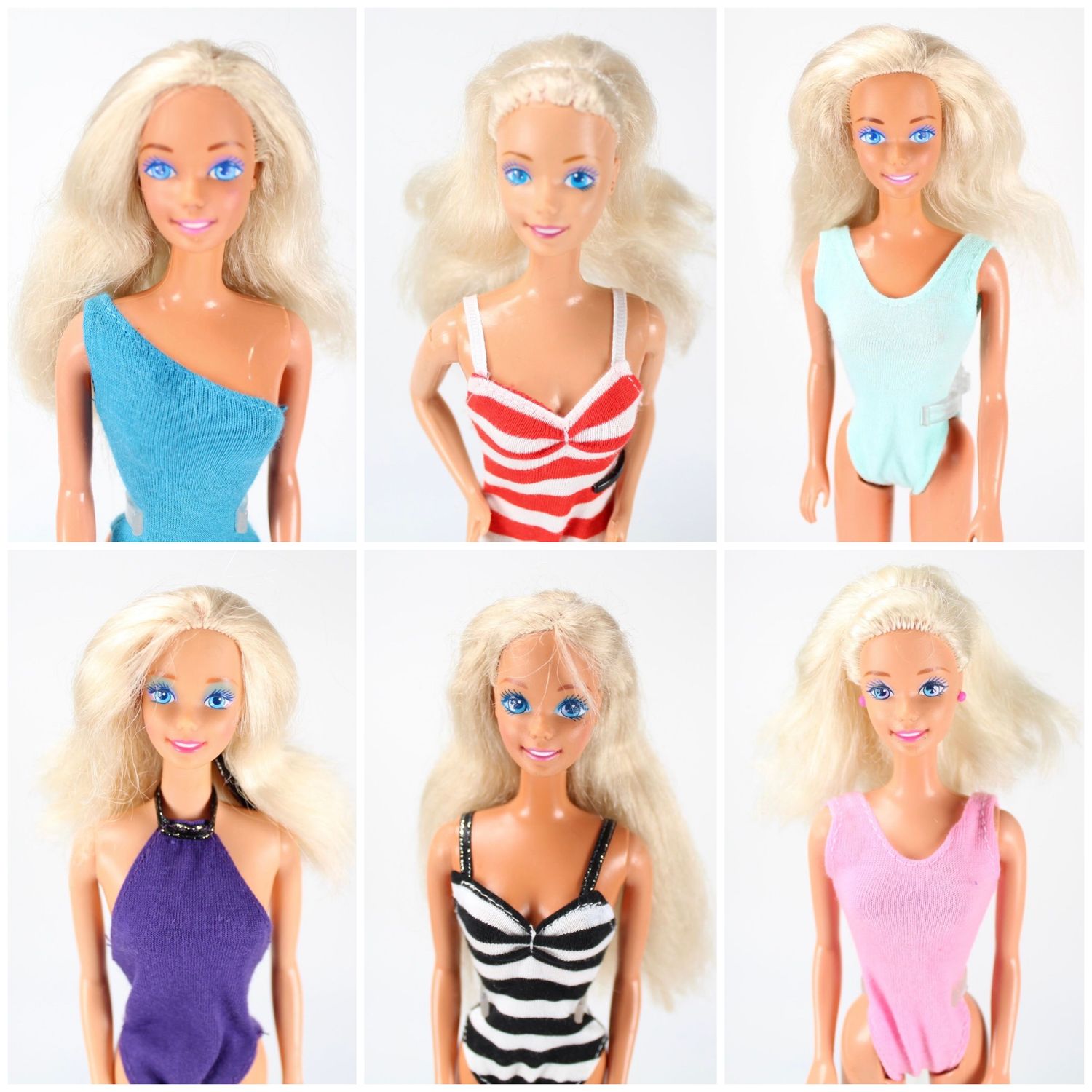 6 X 90&#39;s Superstar Era Barbie Doll LOT