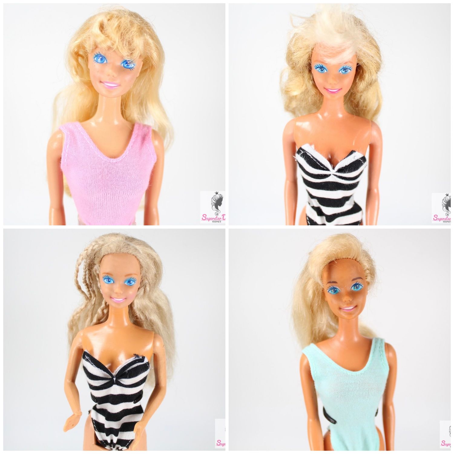 4 X 80&#39;s Superstar Era Barbie Doll LOT
