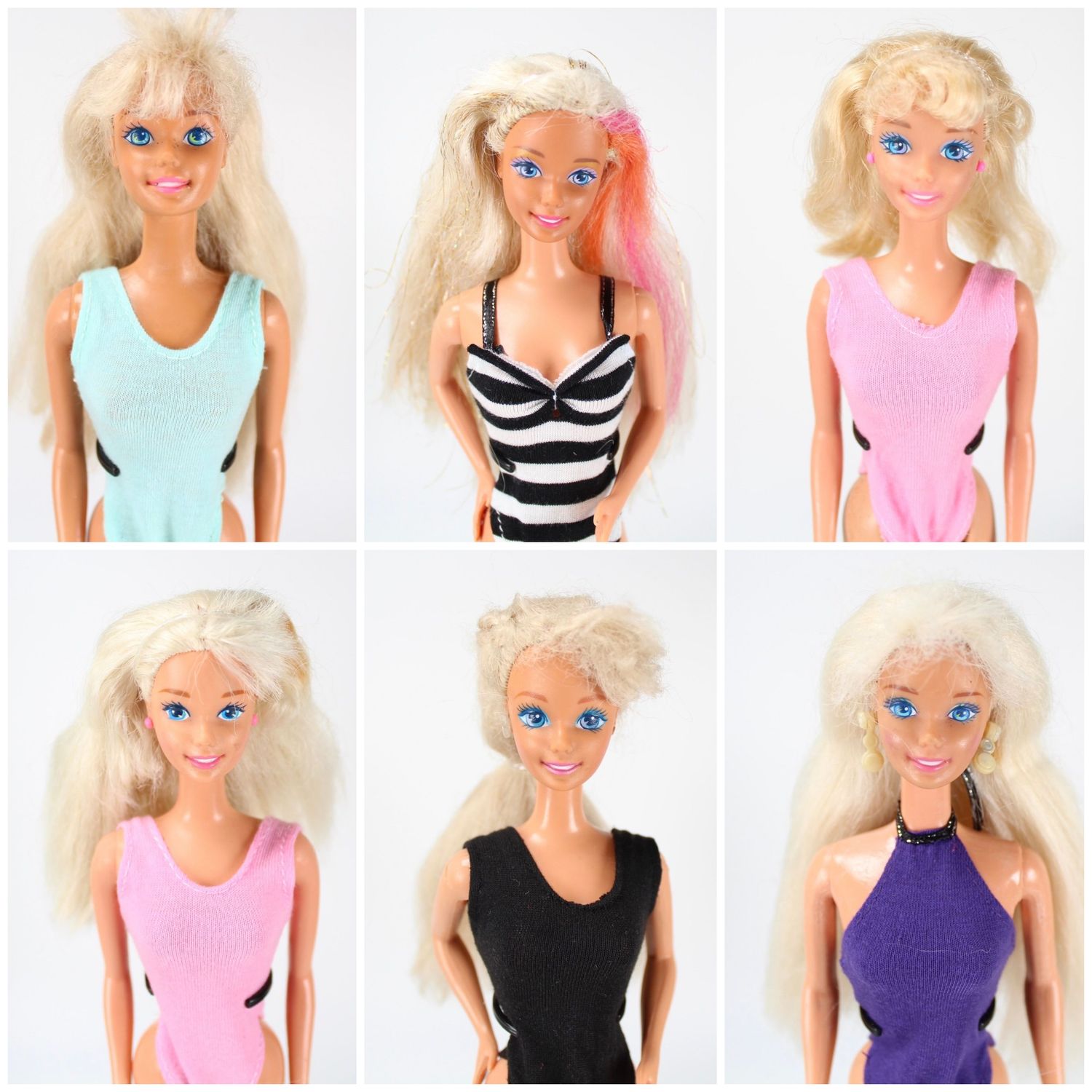 6 X 90&#39;s Superstar Era Barbie Doll LOT