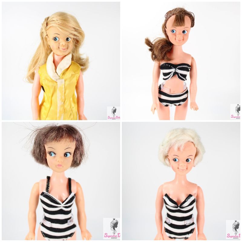 4 X Vintage 1960&#39;s 11&quot; Sindy/Randy /Pepper Hong Kong Clone Dressed Doll