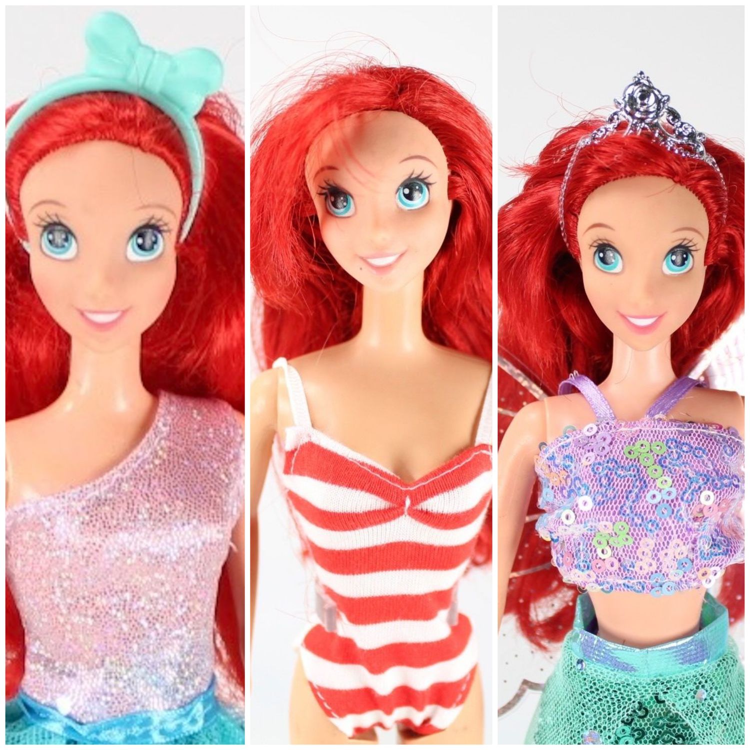 3 X 90&#39;s Era Disney&#39;s The Little Mermaid &quot;Ariel 11.5&quot; Dressed Doll by Mattel LOT