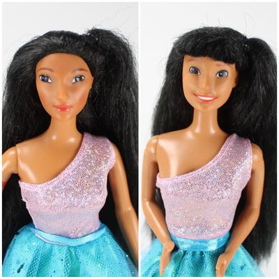 2 X 1995 Disney: &quot;Sun Colors&quot; Nakoma &amp; Pocahontas Dressed Dolls By Mattel