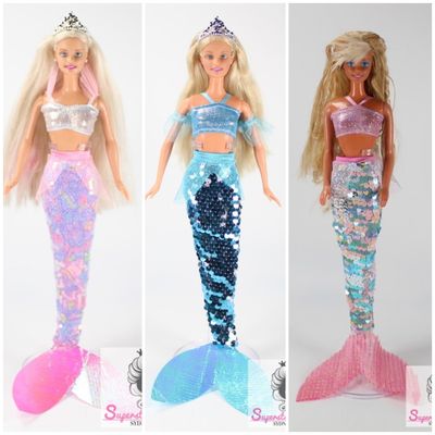 3 X 80&#39;s/90&#39;s Era Barbie Dolls in Mermaid Fashion LOT
