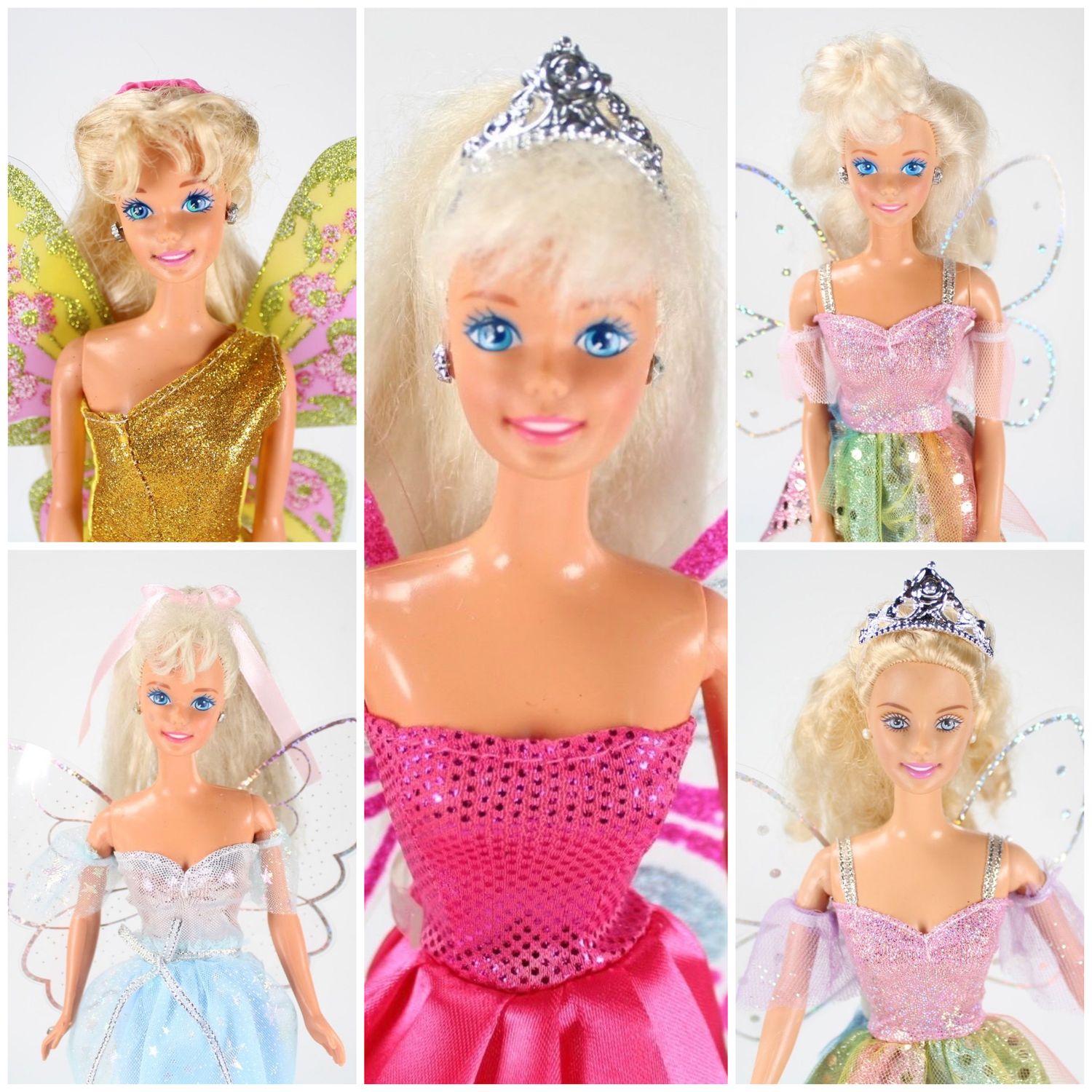 5 X 90&#39;s Er Barbie Dolls in Fairy Fashion LOT