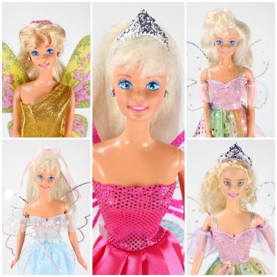 5 X 90&#39;s Er Barbie Dolls in Fairy Fashion LOT
