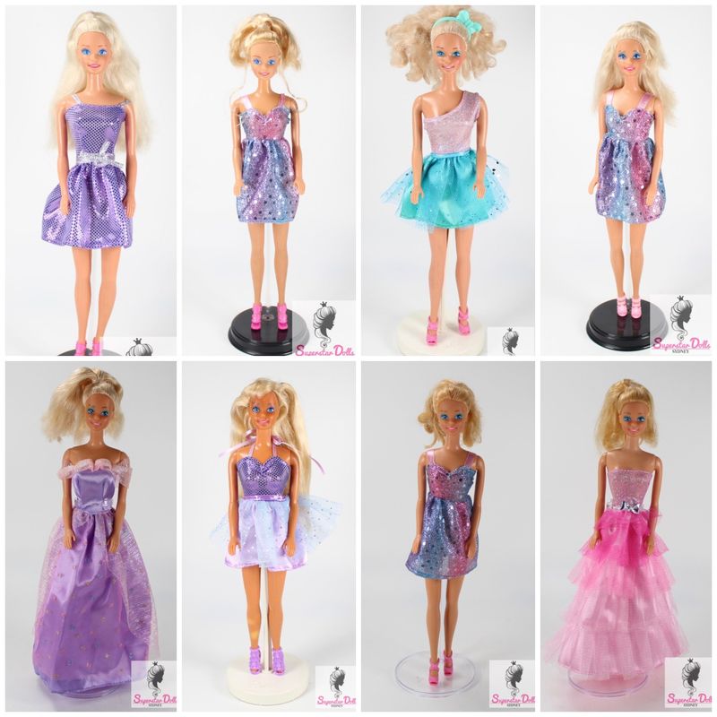 8 x 80&#39;s Superstar Era Barbie Dolls in Clone Fashions LOT