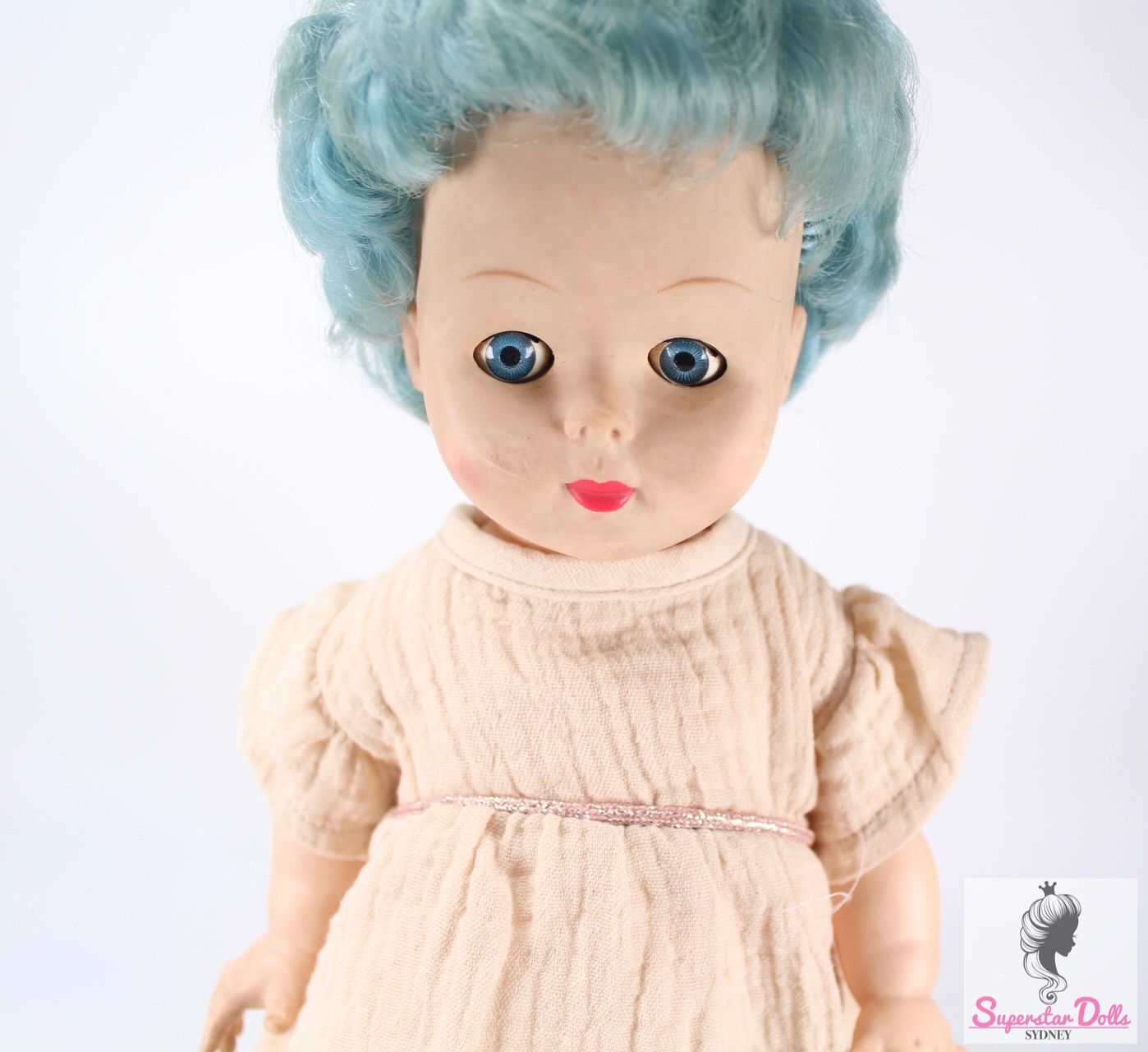 Vintage 1960&#39;s 13&quot; Blue Haired Vinyl Italian Baby Doll