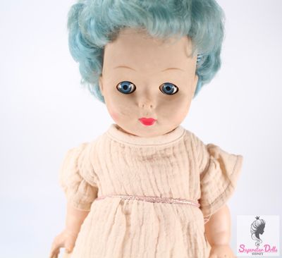 Vintage 1960&#39;s 13&quot; Blue Haired Vinyl Italian Baby Doll