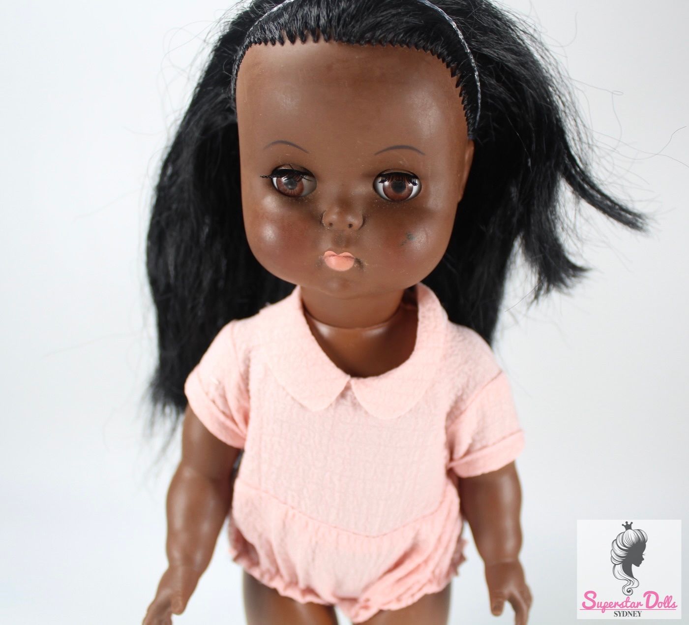 Vintage Mid-Century 12.5&quot; Afro-Centric English Toddler Doll