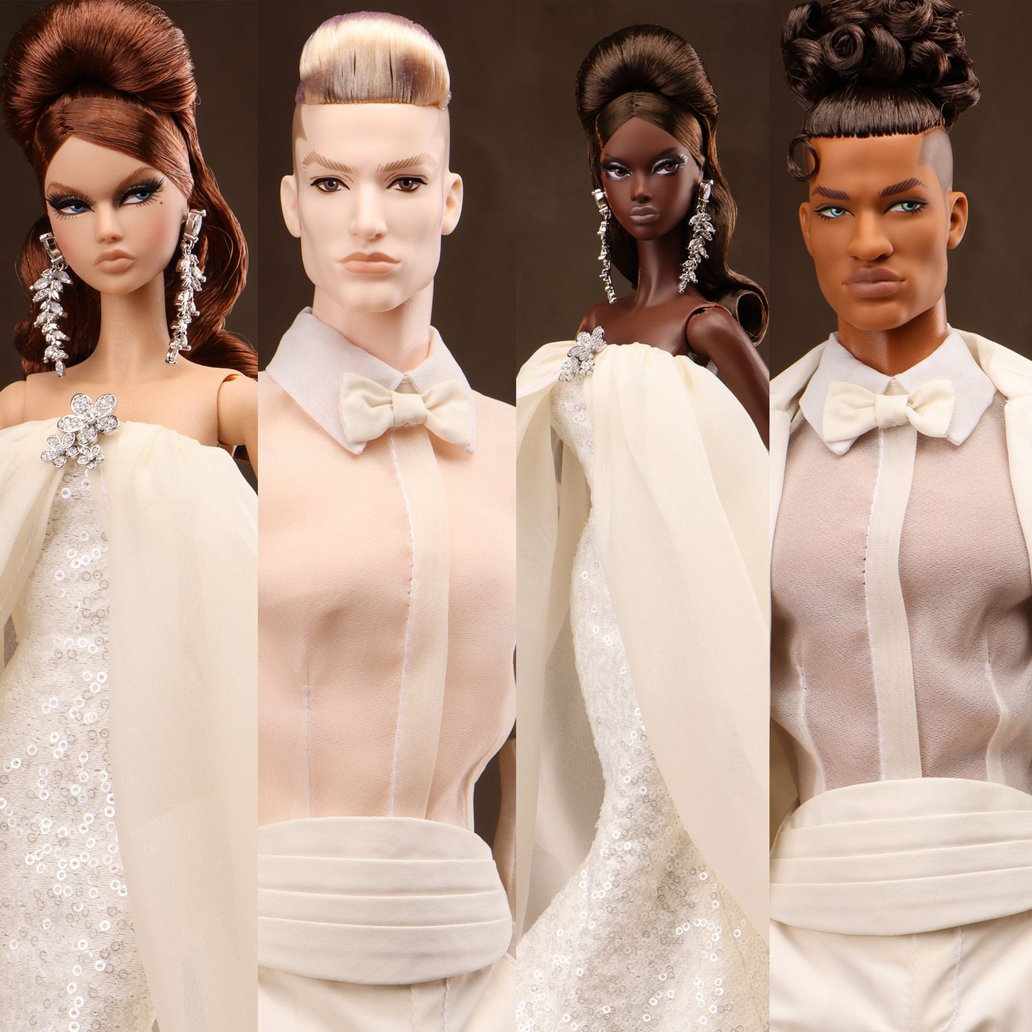 PRE-ORDER: 2025 JHDFASHIONDOLL &quot;8th Anniversary: White Gala&quot; COMPLETE SET of 4 DRESSED DOLLS