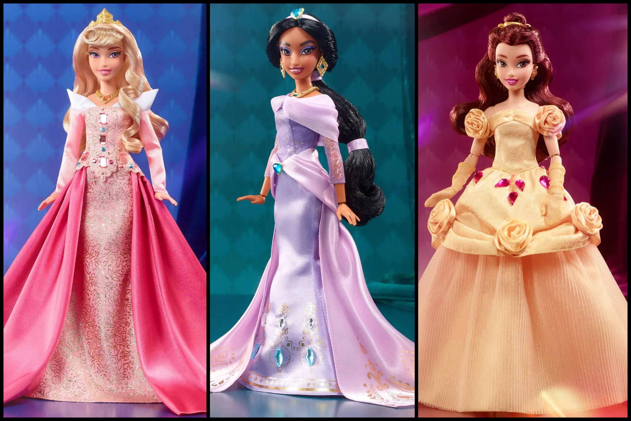 3 X Disney Collector: "Aurora, Belle & Jasmin" Doll SET From The Radiance Collec img