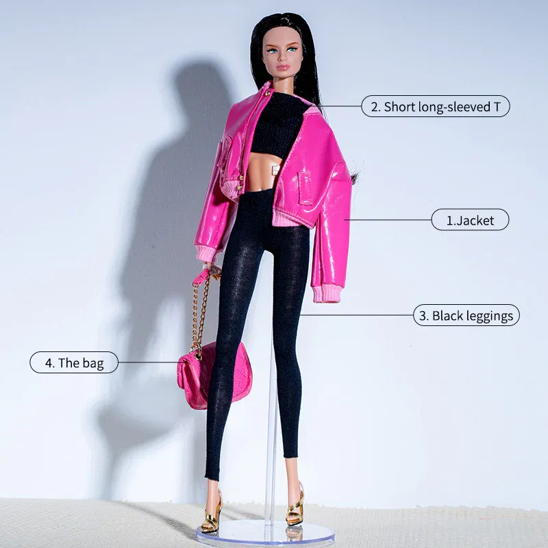 Xian Xian"Black Pink" Fashion Set + Hand Made Shoes for 16/11.5-12.5" Fashion Do img