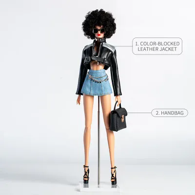 IN-STOCK NOW:  "Cool Girl" Fashion Set + Hand Made Shoes for 11.5-12.5" Fashion Dolls-Y257+Y611+P93+P36