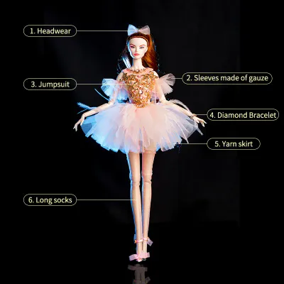 PRE-ORDER: "Pink Ballet Fairy" Fashion Set + Hand Made Shoes for 1:6/11.5-12.5" Fashion Dolls Y242+P41