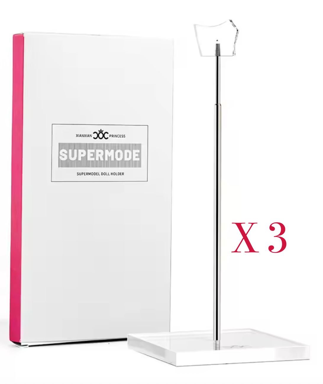 Xian XianPack of 3 X Premium Telescopic Doll Stand with Steel Stem/Acrylic Base img