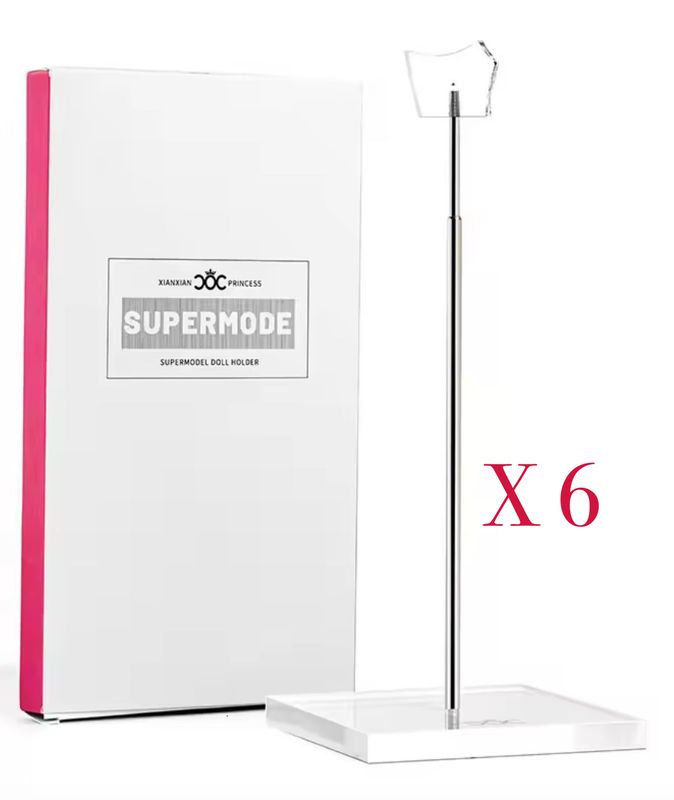 Pack of 6 X Premium Telescopic Doll Stand with Steel Stem/Acrylic Base for 1:6/11.5-13.5&quot; Fashion Dolls