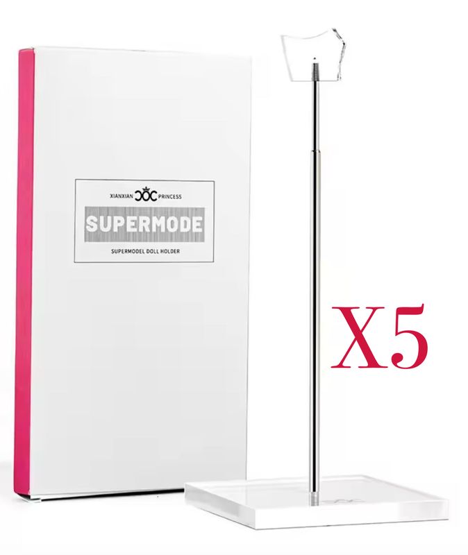 Pack of 5 X Premium Telescopic Doll Stand with Steel Stem/Acrylic Base for 16/11.5-13.5" Fashion Dolls