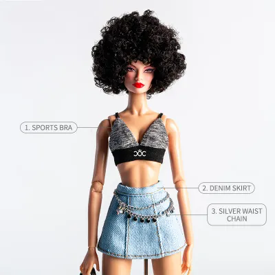 Xian Xian "Cool Girl" Fashion Set + Hand Made Shoes for 11.5-12.5" Fashion Dolls-Y257+Y611+P93+P36