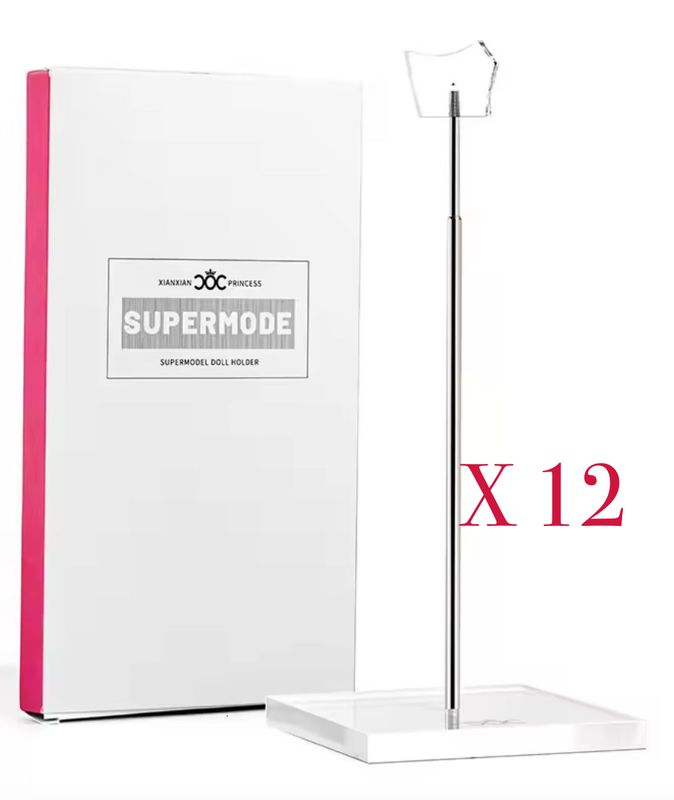 Pack of 12 X Premium Telescopic Doll Stand with Steel Stem/Acrylic Base for 1:6/11.5-13.5&quot; Fashion Dolls