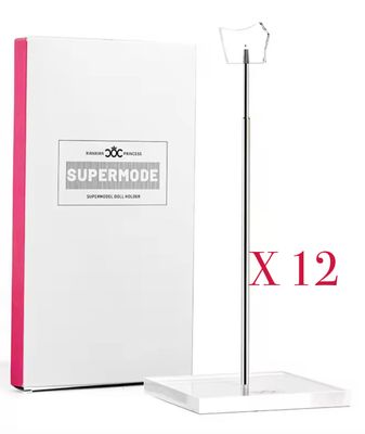 Pack of 12 X Premium Telescopic Doll Stand with Steel Stem/Acrylic Base for 1:6/11.5-13.5&quot; Fashion Dolls