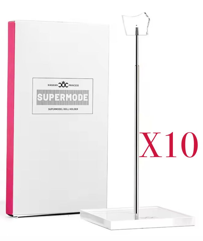 Xian XianPack of 10 X Premium Telescopic Doll Stand with Steel Stem/Acrylic Base for 16/11.5-13.5" Fashion Dolls--Saddle Style-P23