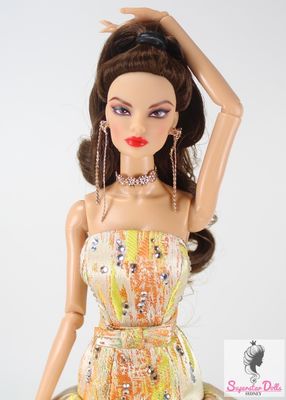 1 x Pair of Handmade Metal Gold Bow Earrings + Chocker Jewellery SET for 1:6/11.5-13&quot; Fashion Dolls