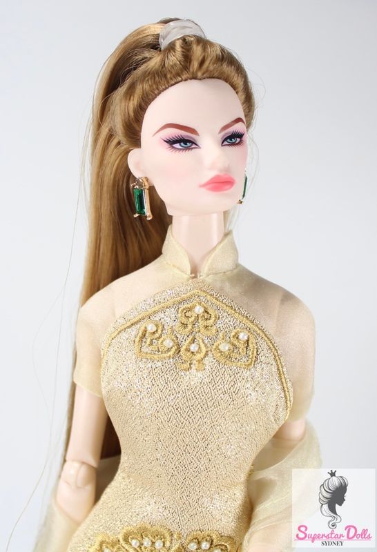 1 x Pair of Handmade Metal Gold Emerald Drop Earrings for 1:6/11.5-13&quot; Fashion Dolls