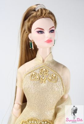 1 x Pair of Handmade Metal Gold Emerald Drop Earrings for 1:6/11.5-13&quot; Fashion Dolls