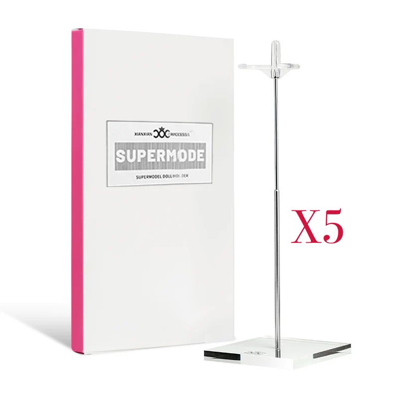 5 X Premium Telescopic Doll Stand with Steel Stem/Acrylic Base for 16/11.5-13.5" Fashion Dolls-Waistband Style-P201