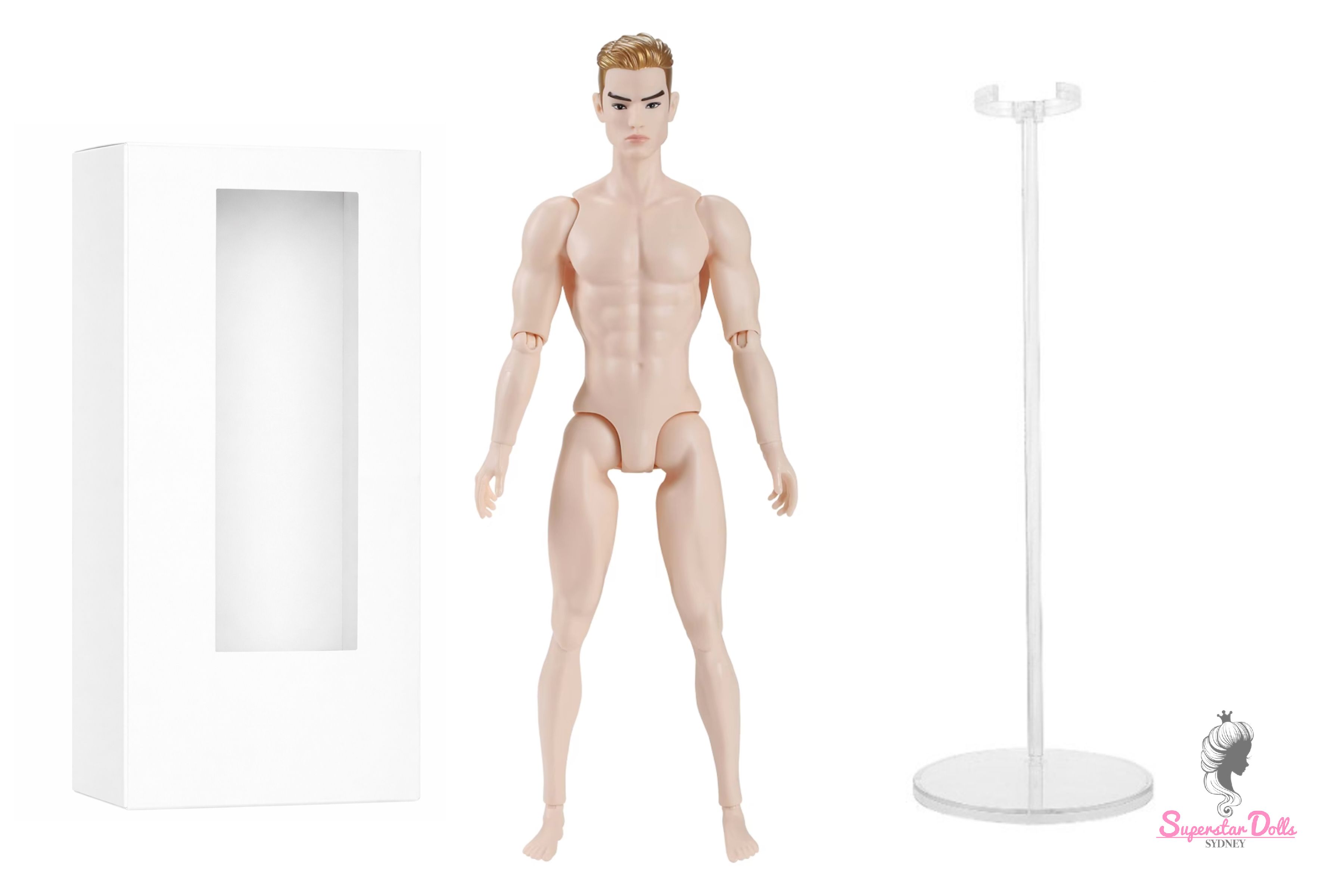 2026 13.5" "Muscle Man" Nude Articulated Male Fashion Doll with Box & Stand img