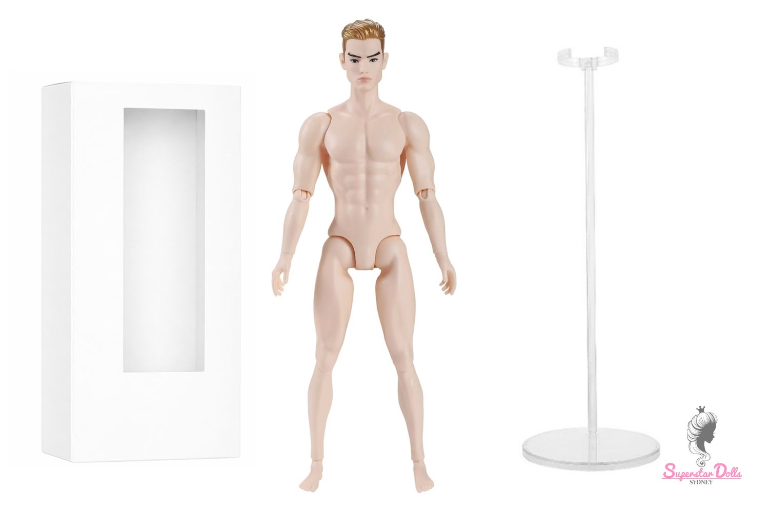 PRE-ORDER: 2026 13.5" "Muscle Man" Nude Articulated Male Fashion Doll with Box &amp; Stand