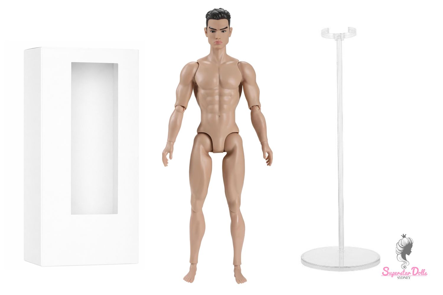 PRE-ORDER: 2026 13.5" "Muscle Man" Nude Articulated Male Fashion Doll with Box &amp; Stand