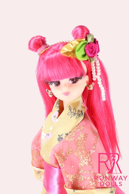 2026 Runway Dolls: OOAK "Cherry blossom" 12.5" Jenny Doll from the "Global Glamour" Collection