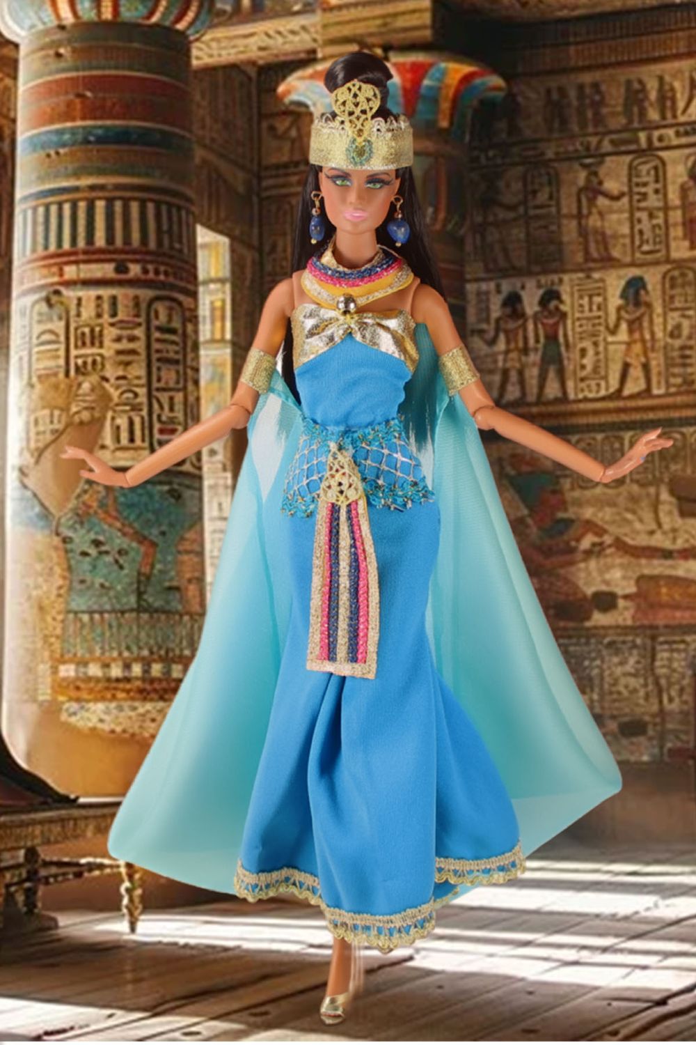 2026 Runway Dolls: OOAK "Egyptian Blue" 12.5" Miya Doll from the "Global Glamour" Collection