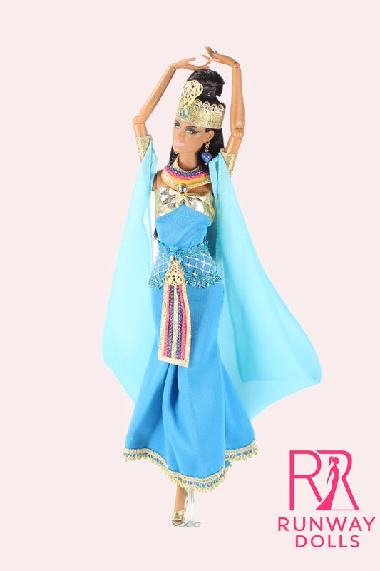 2026 Runway Dolls: OOAK "Egyptian Blue" 12.5" Miya Doll from the "Global Glamour" Collection