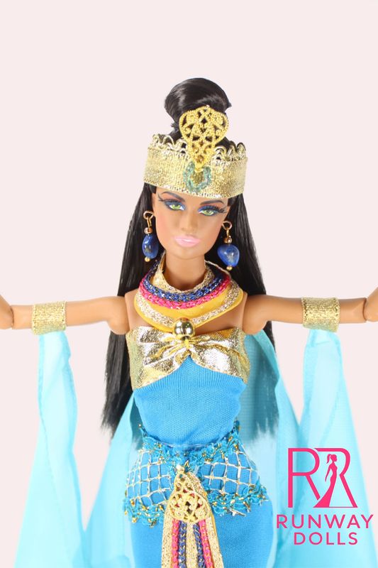 2026 Runway Dolls: OOAK "Egyptian Blue" 12.5" Miya Doll from the "Global Glamour" Collection