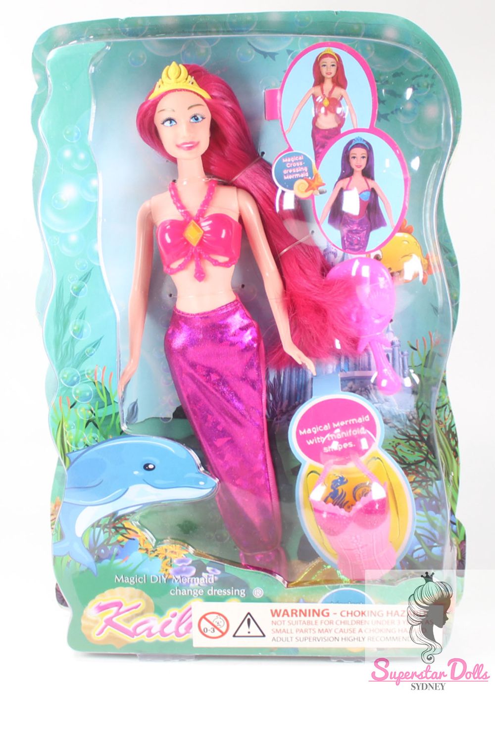 2026 Kaibibi 11.5" Barbie Style Clone Fantasy Mermaid 11.5" Fashion Doll-Pink Hair