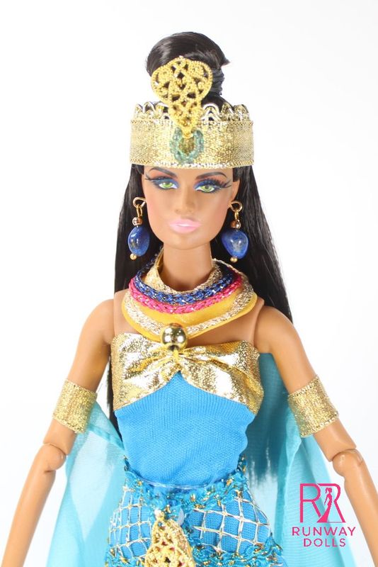 Runway Dolls: Handmade Metal Gold Blue Gemstone Drop Earrings for Barbie &amp; 1/6 sized Fashion Dolls