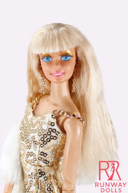 Runway Dolls: Handmade Metal Gold Chain Earrings for Barbie &amp; 1/6 sized Fashion Dolls