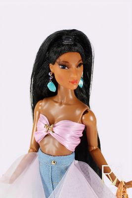 Runway Dolls: Handmade Metal Silver Turquoise Gemstone Drop Earrings for Barbie &amp; 1/6 sized Fashion Dolls