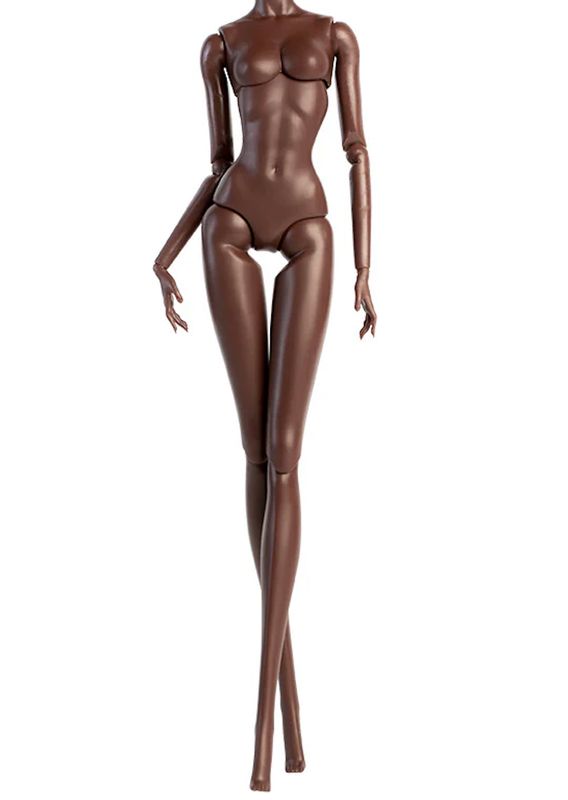 29.5cm Premium Xian Xian Supermodel Replacement Body- Skint tone #5 (Charcoal/Ultra Dark)