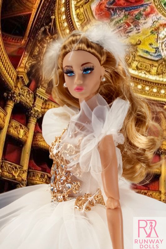 2026 Runway Dolls: "The White Swan" Blonde Penelope Custom Dressed Fashion Doll