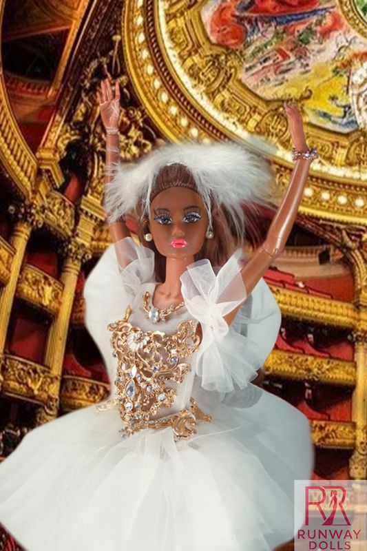 2026 Runway Dolls: "The White Swan" Brunette Penelope Custom Dressed Fashion Doll
