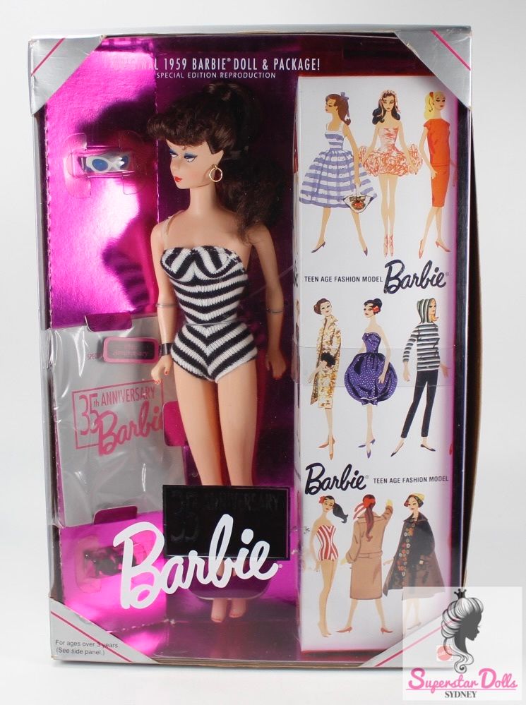 1993 Limited Edition: "35th Anniversary: Original 1959 Barbie-Brunette" Vintage Reproduction Barbie Doll