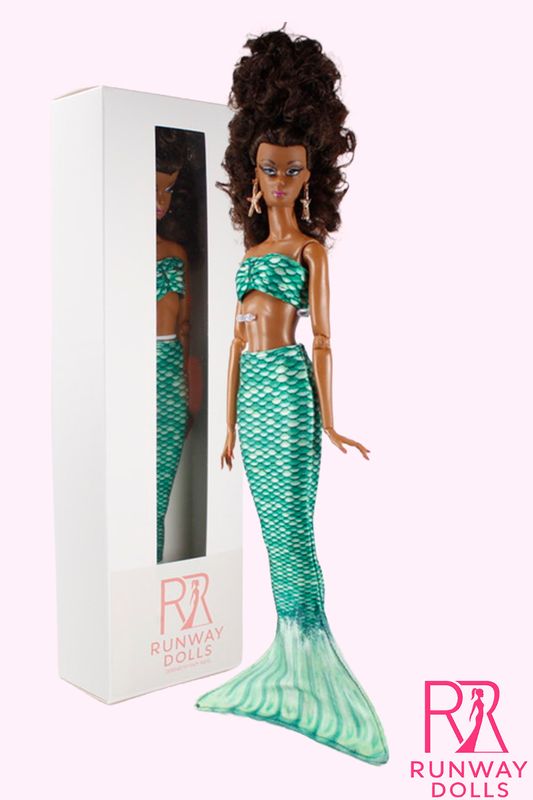 2026 Runway Dolls X Fin Fun Mermaid: "Mermaiden-Celtic Green" Miss B.M Roberts 12.5" Custom Fashion Doll