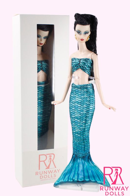 2026 Runway Dolls X Fin Fun Mermaid: "Mermaiden- Tidal Teal" Miss B.M Roberts 12.5" Custom Fashion Doll